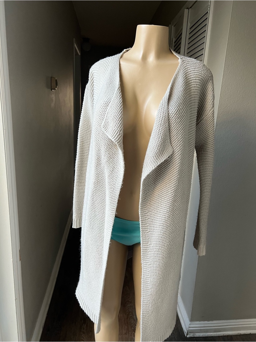 Forever 21 Cream Open Drape Knit Cardigan